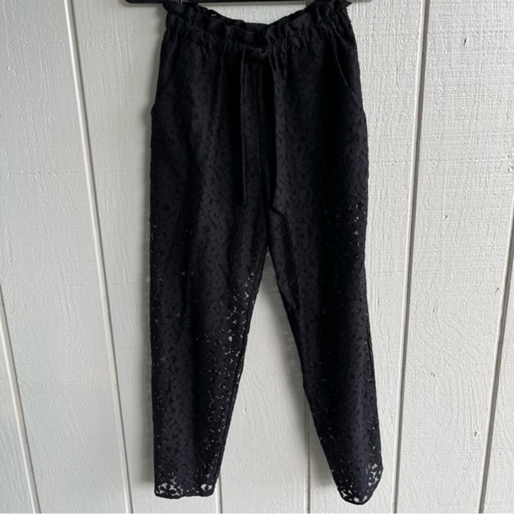Milly Black Lace Sheer Drawstring Pull On Pants Shorts Lining Size‎ P (XS)